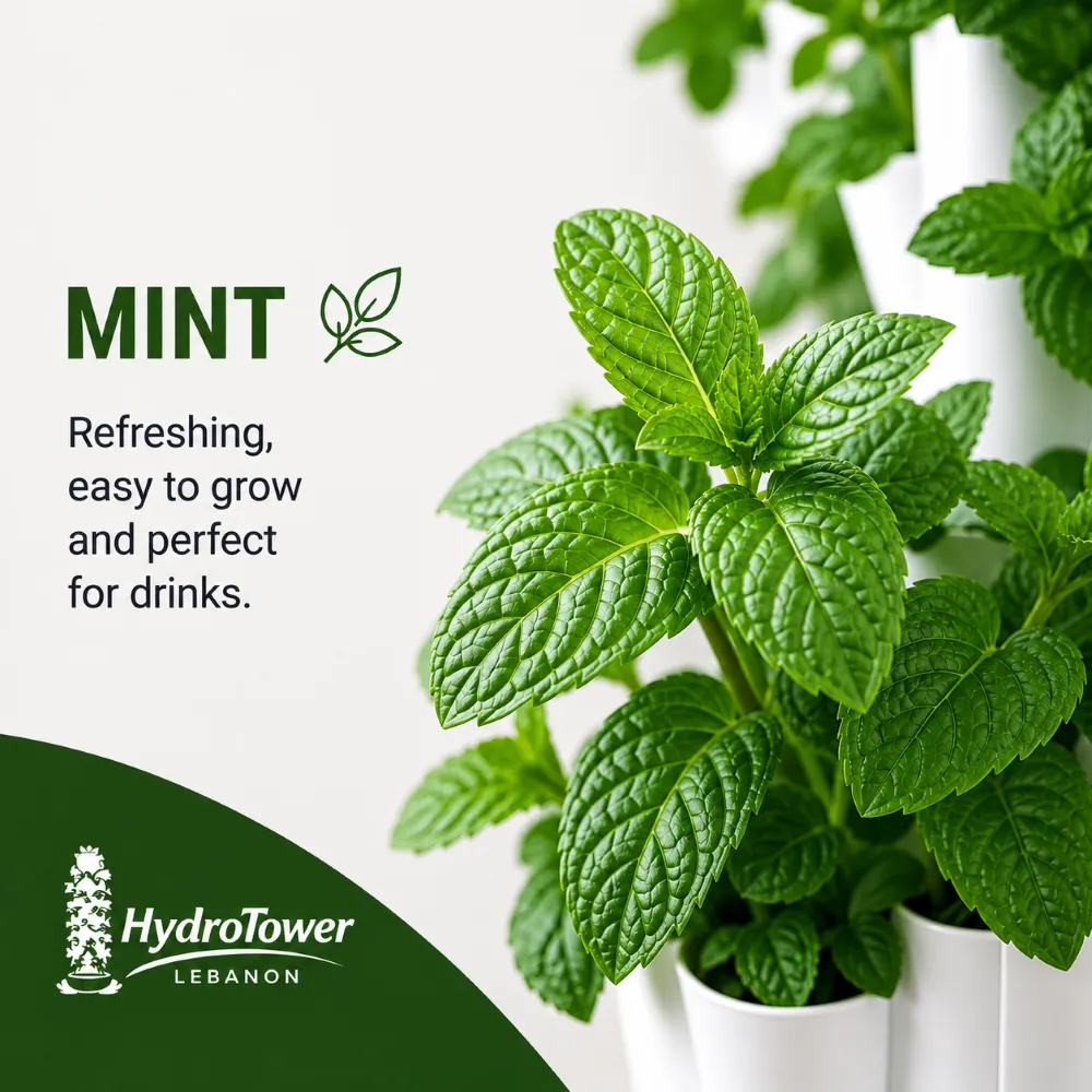 Fresh mint growing on the tower